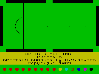 Snooker, 3D title screen for ZX Spectrum